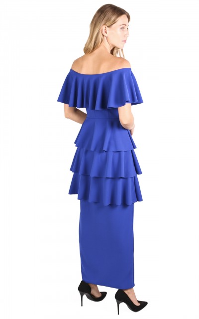 Royal blue off 2024 the shoulder maxi dress